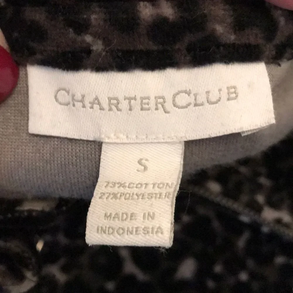 Velvet leopard charter club zip up jacket